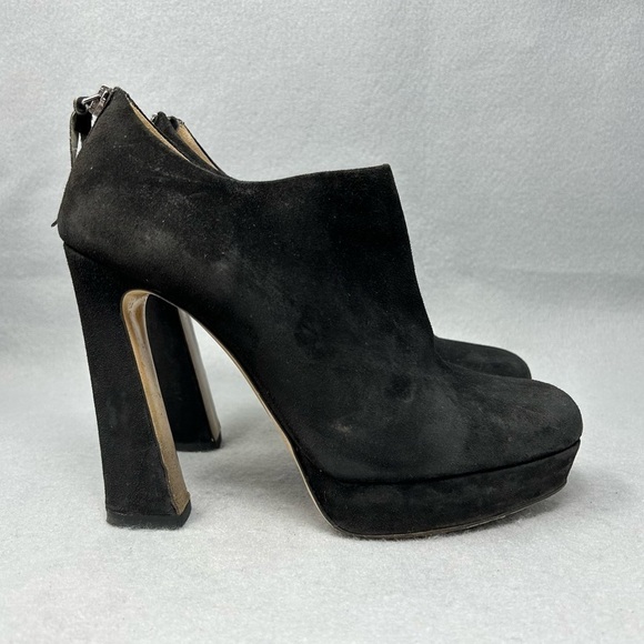 Miu Miu Black suede chunky high heel pumps booties shoes, size 37/US 7 - Picture 2 of 10